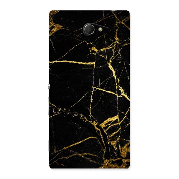 Black And Gold Design Back Case for Sony Xperia M2