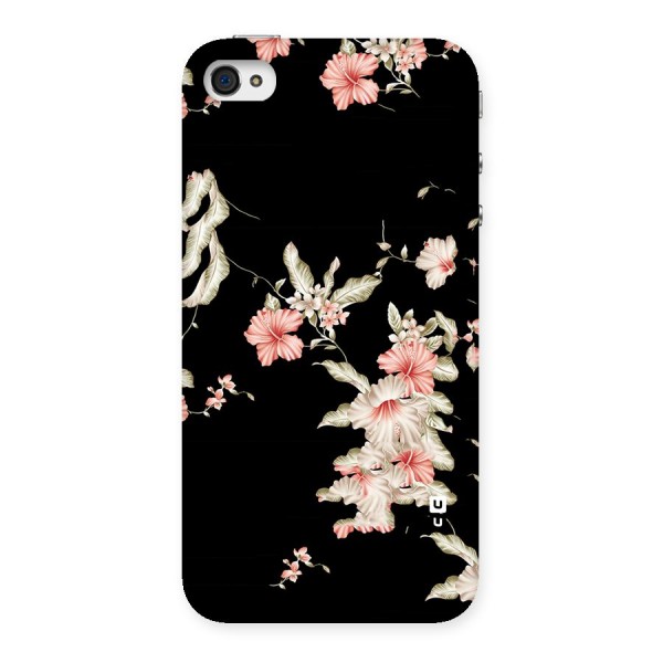 Black Floral Back Case for iPhone 4 4s