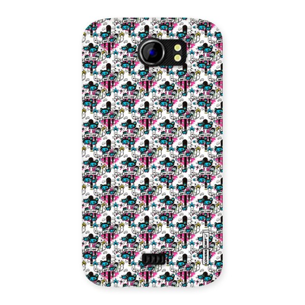 Blue Pink Pattern Back Case for Micromax Canvas 2 A110