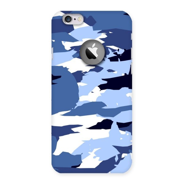 Blue White Canvas Back Case for iPhone 6 Logo Cut