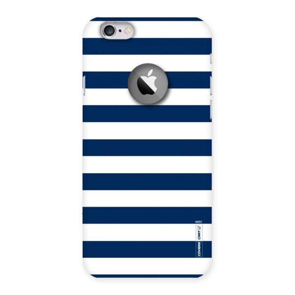 Classic Blue White Stripes Back Case for iPhone 6 Logo Cut