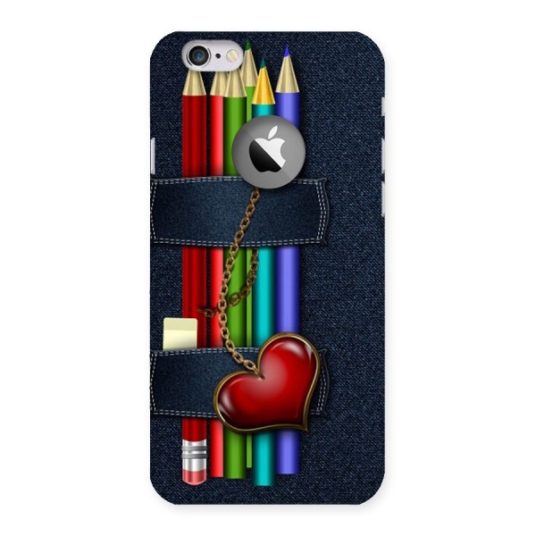 Denim Colorful Pencils Back Case for iPhone 6 Logo Cut