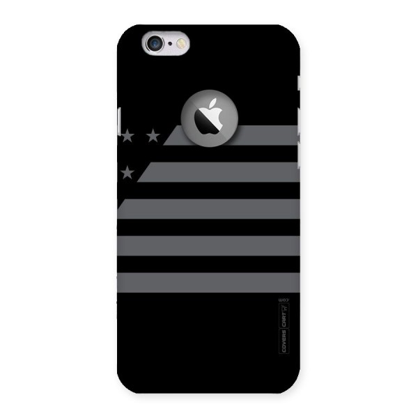 Grey Star Striped Pattern Back Case for iPhone 6 Logo Cut