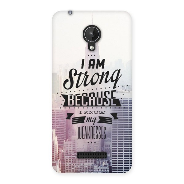 I am Strong Back Case for Micromax Canvas Spark Q380