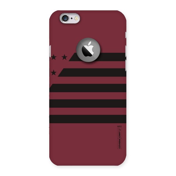 Maroon Star Striped Back Case for iPhone 6 Logo Cut
