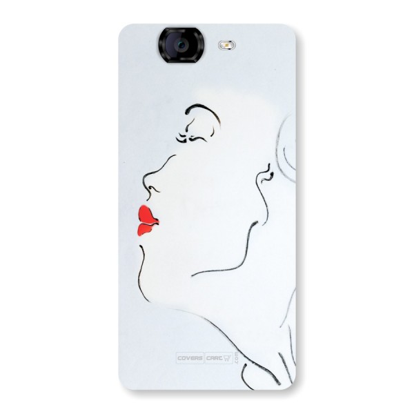 Girl in Red Lipstick Back Case for Micromax A350 Canvas Knight