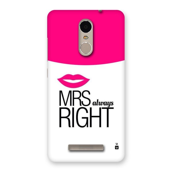 Mrs always right Back Case for Xiaomi Redmi Note 3