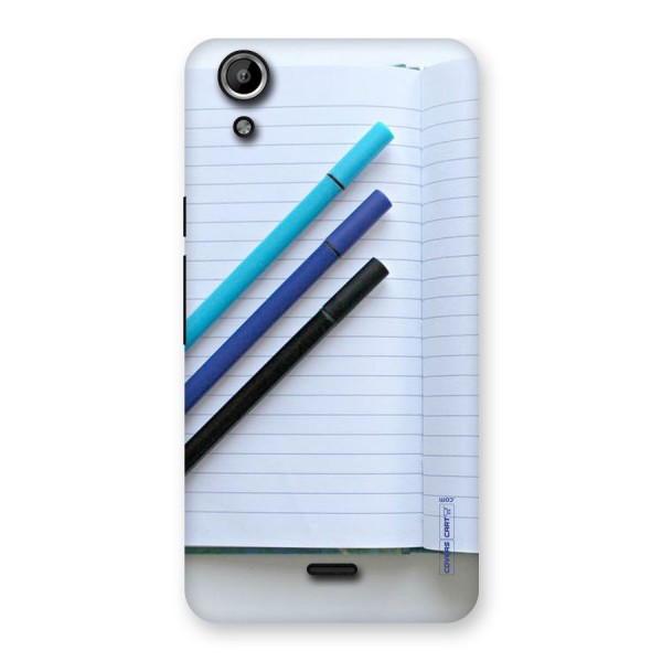 Notebook And Pens Back Case for Micromax Canvas Selfie Lens Q345