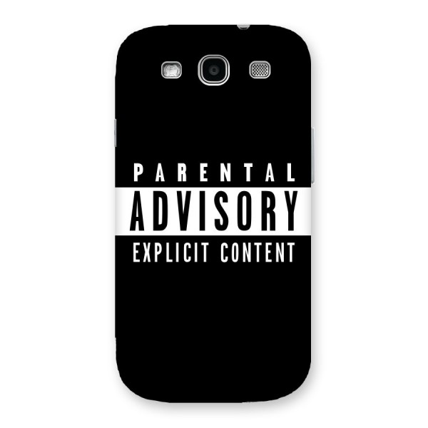 Parental Advisory Label Back Case for Galaxy S3