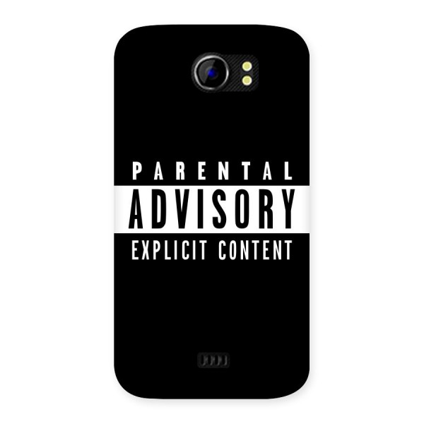 Parental Advisory Label Back Case for Micromax Canvas 2 A110