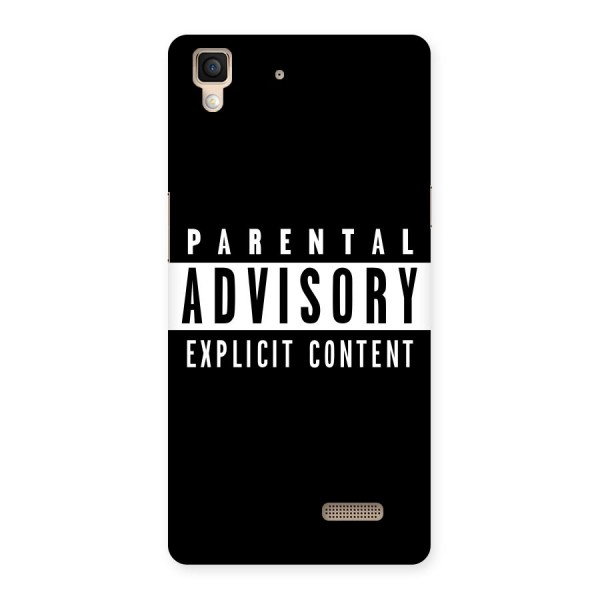 Parental Advisory Label Back Case for Oppo R7