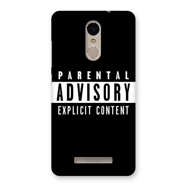 Parental Advisory Label Back Case for Xiaomi Redmi Note 3