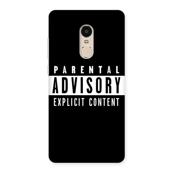 Parental Advisory Label Back Case for Xiaomi Redmi Note 4