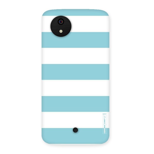 Pastel Blue White Stripes Back Case for Micromax Canvas A1