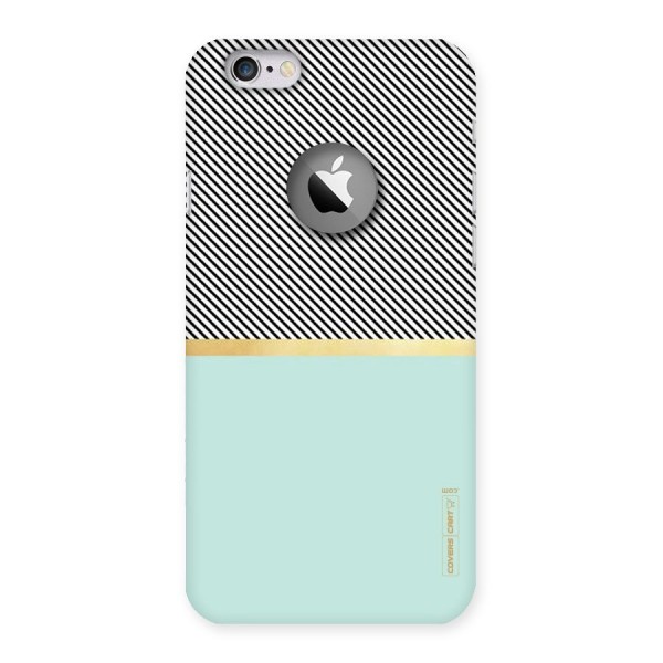 Pastel Green Base Stripes Back Case for iPhone 6 Logo Cut