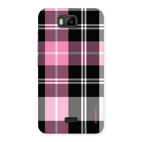 Pink Black Check Back Case for Honor Bee