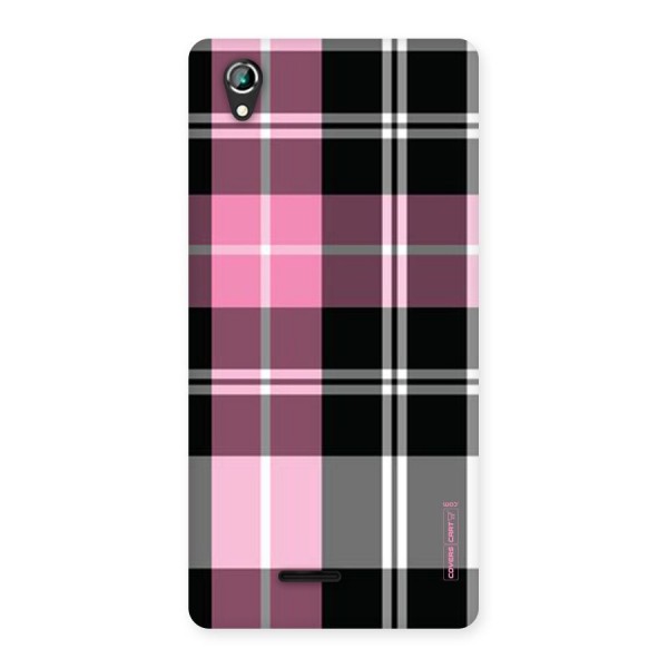 Pink Black Check Back Case for Lava Iris 800