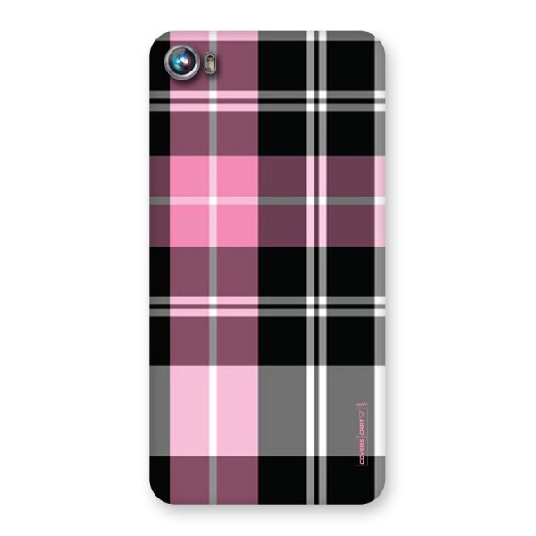 Pink Black Check Back Case for Micromax Canvas Fire 4 A107