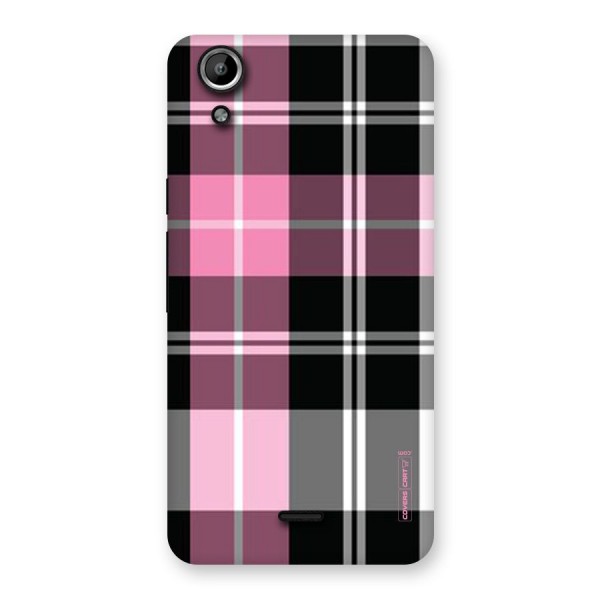 Pink Black Check Back Case for Micromax Canvas Selfie Lens Q345