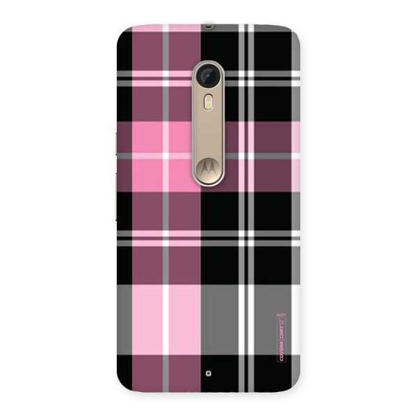 Pink Black Check Back Case for Motorola Moto X Style