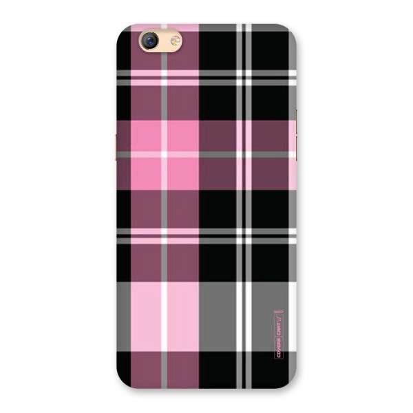 Pink Black Check Back Case for Oppo F3 Plus