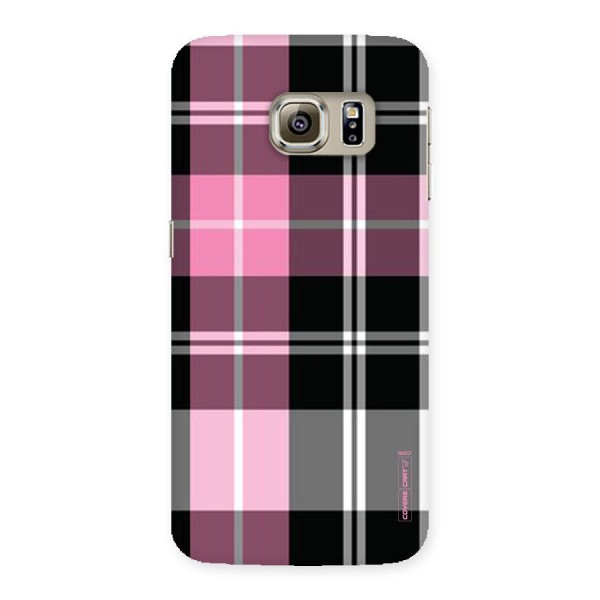 Pink Black Check Back Case for Samsung Galaxy S6 Edge