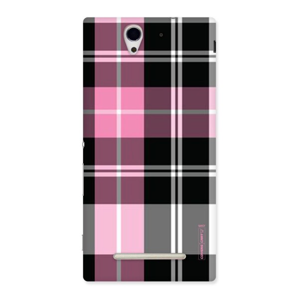 Pink Black Check Back Case for Sony Xperia C3