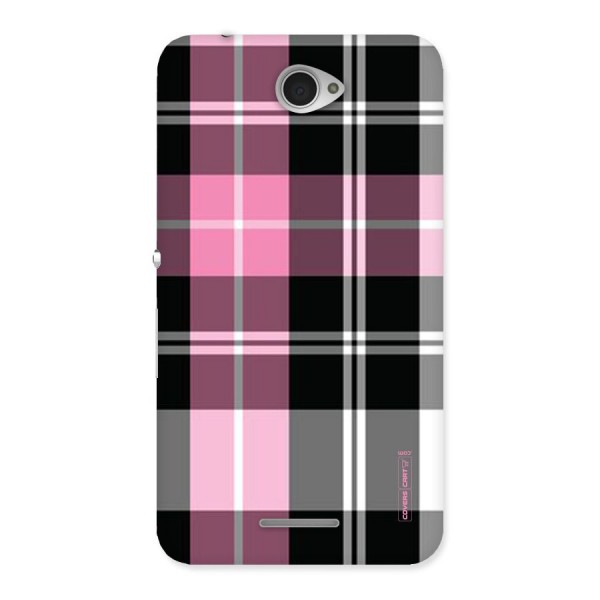 Pink Black Check Back Case for Sony Xperia E4