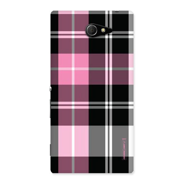 Pink Black Check Back Case for Sony Xperia M2