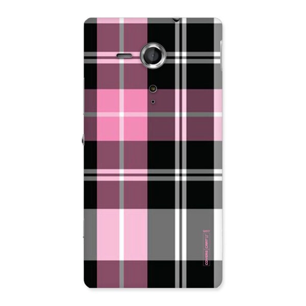 Pink Black Check Back Case for Sony Xperia SP