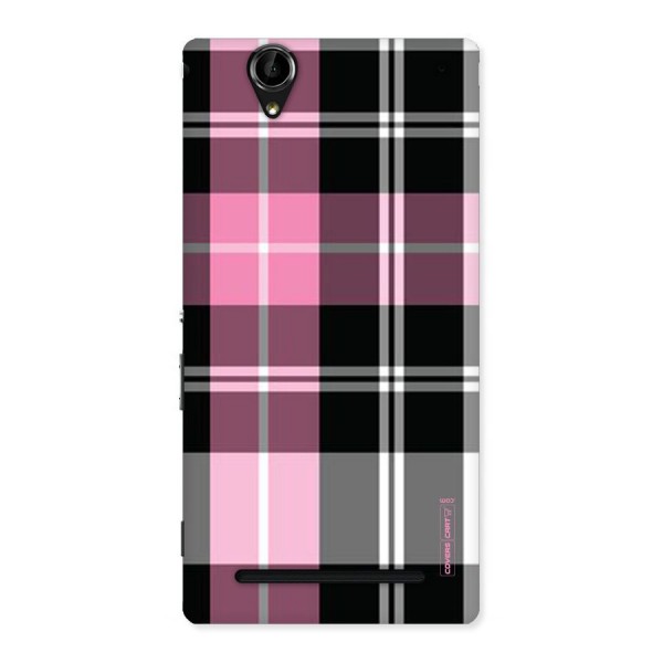 Pink Black Check Back Case for Sony Xperia T2