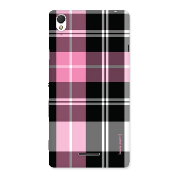Pink Black Check Back Case for Sony Xperia T3