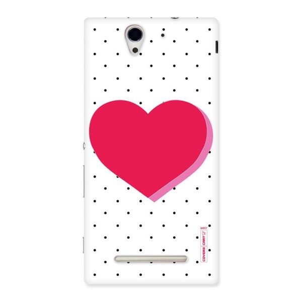Pink Polka Heart Back Case for Sony Xperia C3