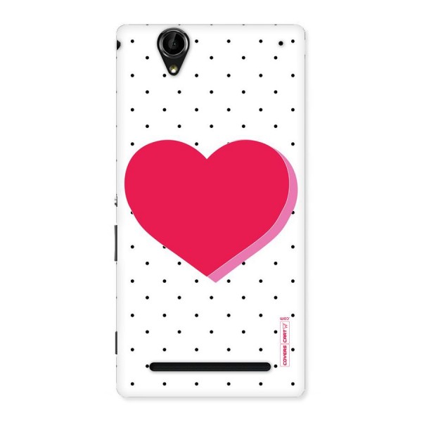 Pink Polka Heart Back Case for Sony Xperia T2