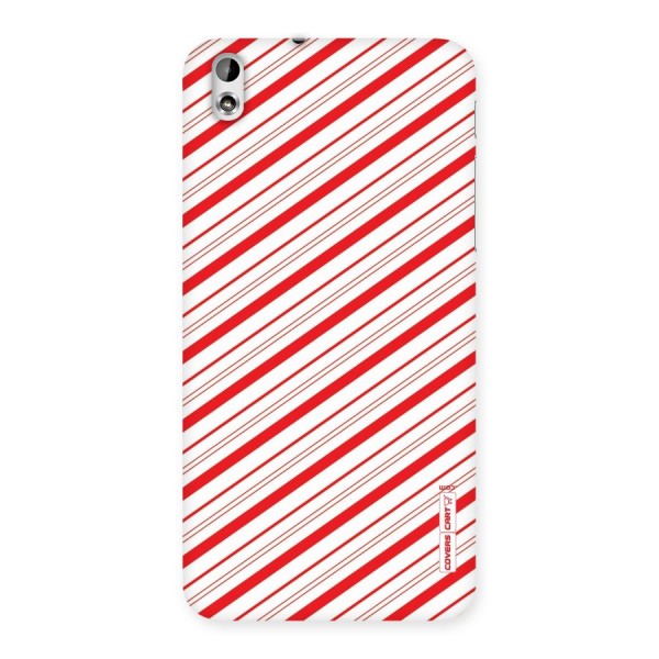 Red And White Diagonal Stripes Back Case for HTC Desire 816