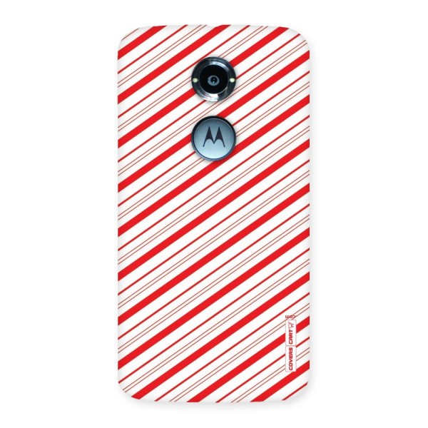 Red And White Diagonal Stripes Back Case for Moto X 2nd Gen