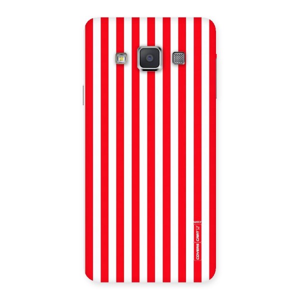 Red And White Straight Stripes Back Case for Galaxy A3