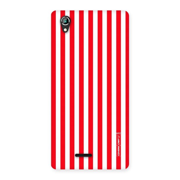 Red And White Straight Stripes Back Case for Lava Iris 800