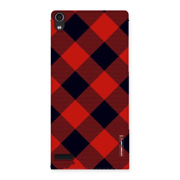 Red Diagonal Check Back Case for Ascend P6