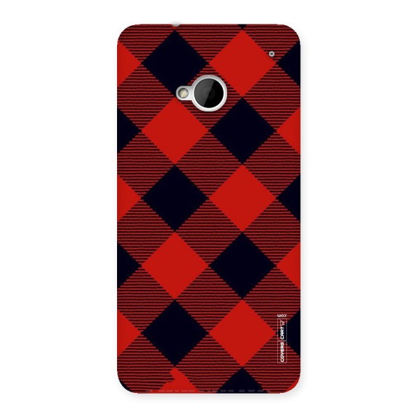 Red Diagonal Check Back Case for HTC One M7