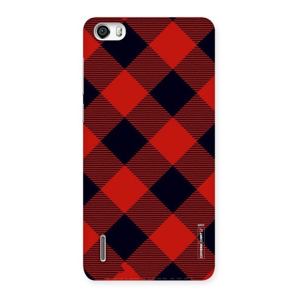 Red Diagonal Check Back Case for Honor 6
