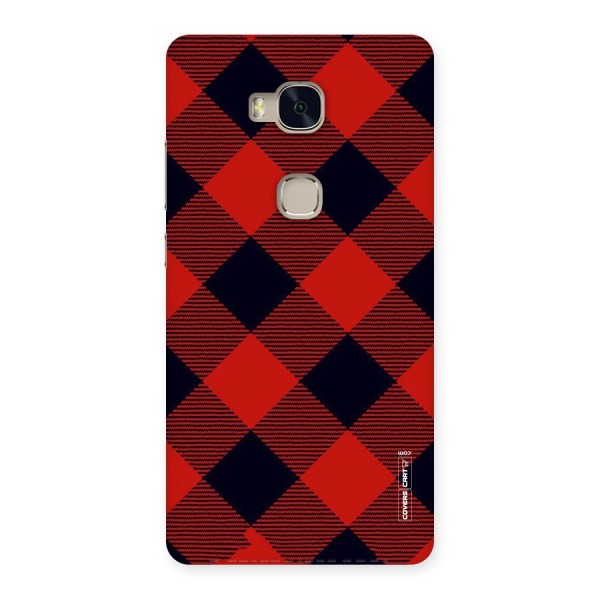 Red Diagonal Check Back Case for Huawei Honor 5X