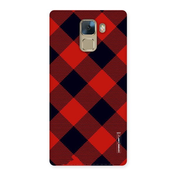 Red Diagonal Check Back Case for Huawei Honor 7