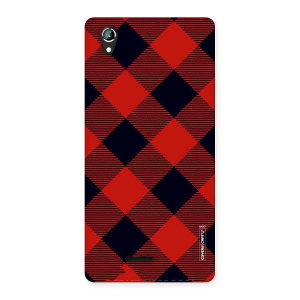 Red Diagonal Check Back Case for Lava Iris 800