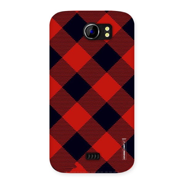 Red Diagonal Check Back Case for Micromax Canvas 2 A110