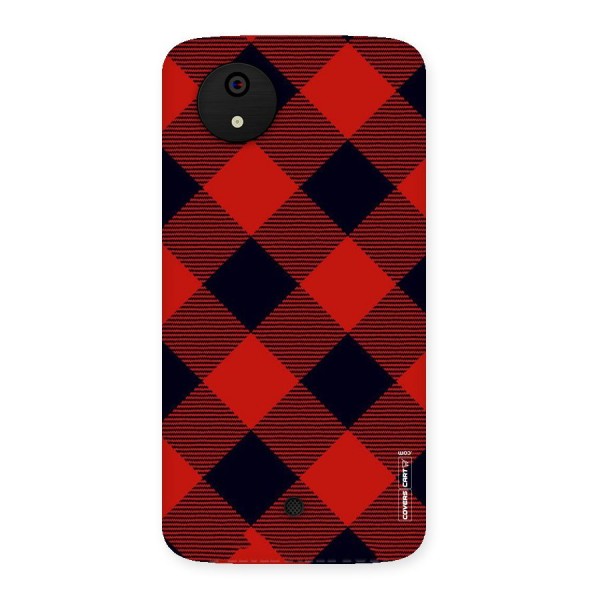 Red Diagonal Check Back Case for Micromax Canvas A1