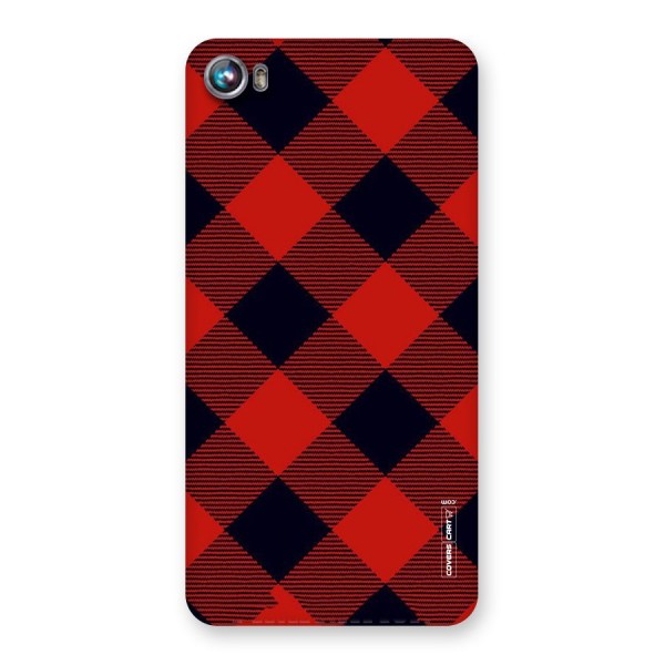 Red Diagonal Check Back Case for Micromax Canvas Fire 4 A107