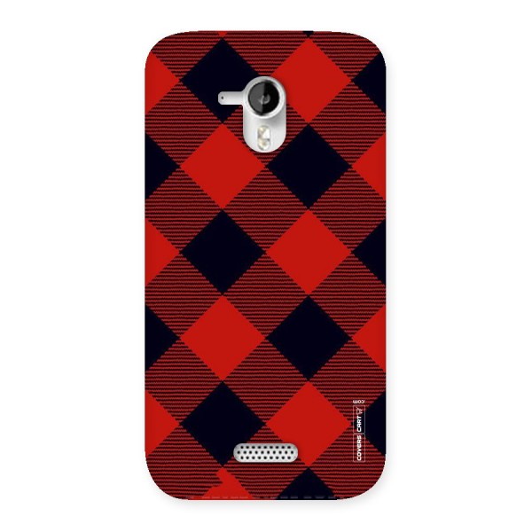 Red Diagonal Check Back Case for Micromax Canvas HD A116