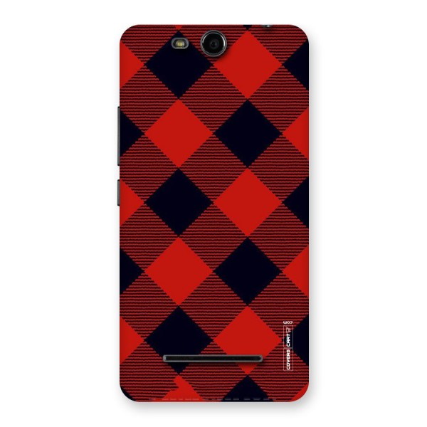 Red Diagonal Check Back Case for Micromax Canvas Juice 3 Q392
