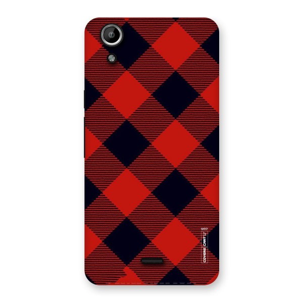 Red Diagonal Check Back Case for Micromax Canvas Selfie Lens Q345